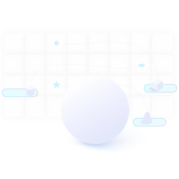 Sphere and tile 3D graphic representing connected data