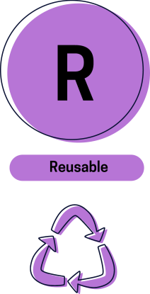 The image shows the "R" character from the "FAIR" data graphic. "R" stands for Reusable. 